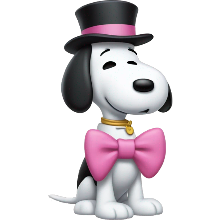 Personaje snoopy con un lazo rosa emoji