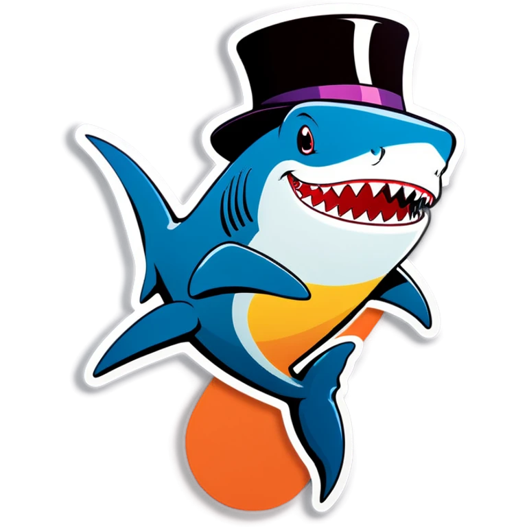 Shark with a top hat emoji