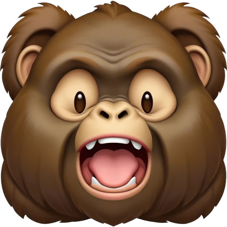 Cinematic Cute Yawning Gorilla Portrait Emoji, Head tilted slightly with a dramatic, wide-open yawn, showcasing a thick, velvety Fur with drowsy, half-closed eyes and a relaxed, open expression, Simplified yet irresistibly adorable features, highly detailed, glowing with a soft, cozy jungle glow, high shine, relaxed yet expressive, stylized with a dash of whimsical primate charm, soft glowing outline, capturing the essence of a drowsy yet affectionate guardian that appears ready to stretch out for a nap! emoji