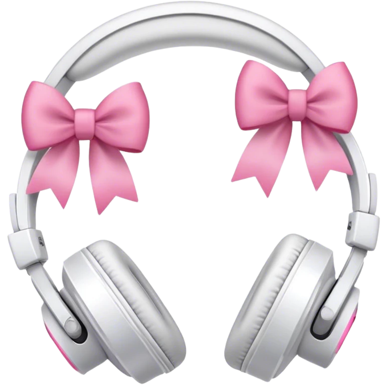White headphones with pink bows emoji
