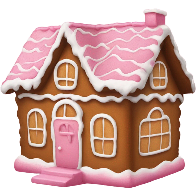A pink gingerbread house emoji