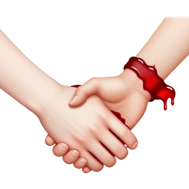 handshake emoji, one hand in blood emoji