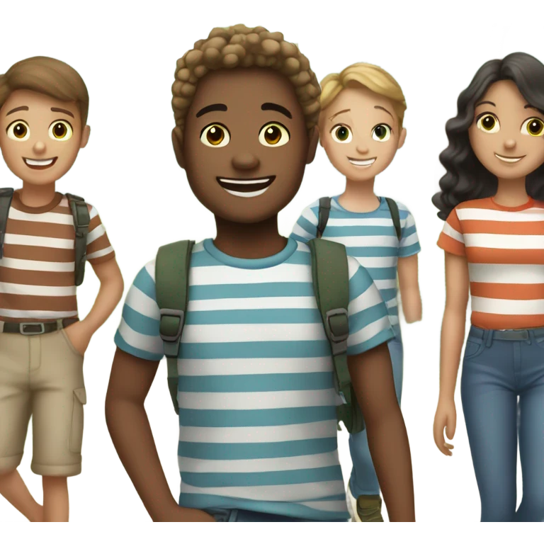 boys smiling outdoors in stripes emoji