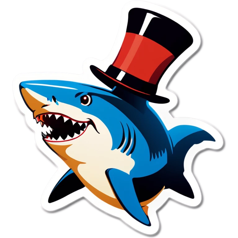 Shark with a top hat emoji