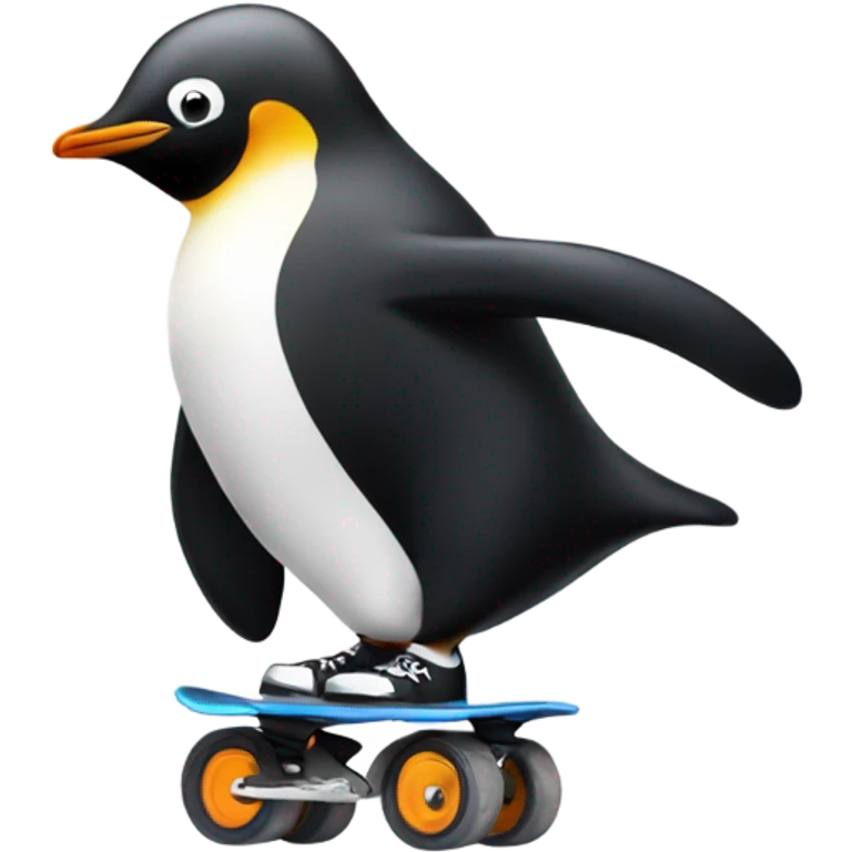 Penguin roller skating emoji