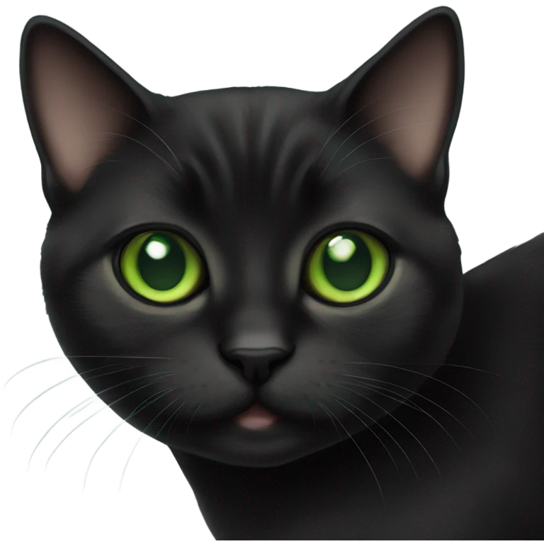 Black munchkin cat with big green eyes  emoji
