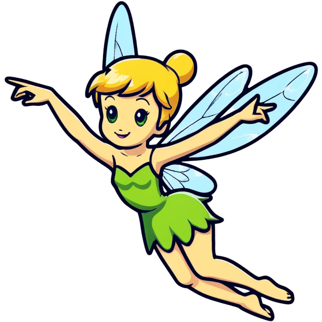 tinkerbell flying with sparkles emoji