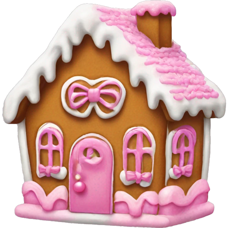 Gingerbread house with a pink bow  emoji