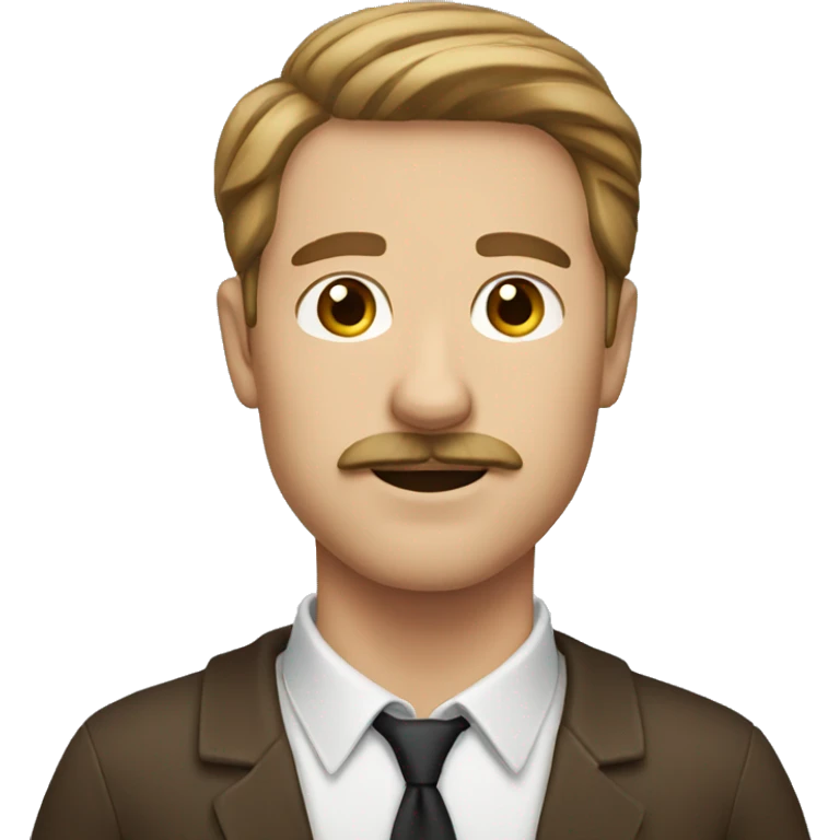 white male, brown hair and a mustache emoji