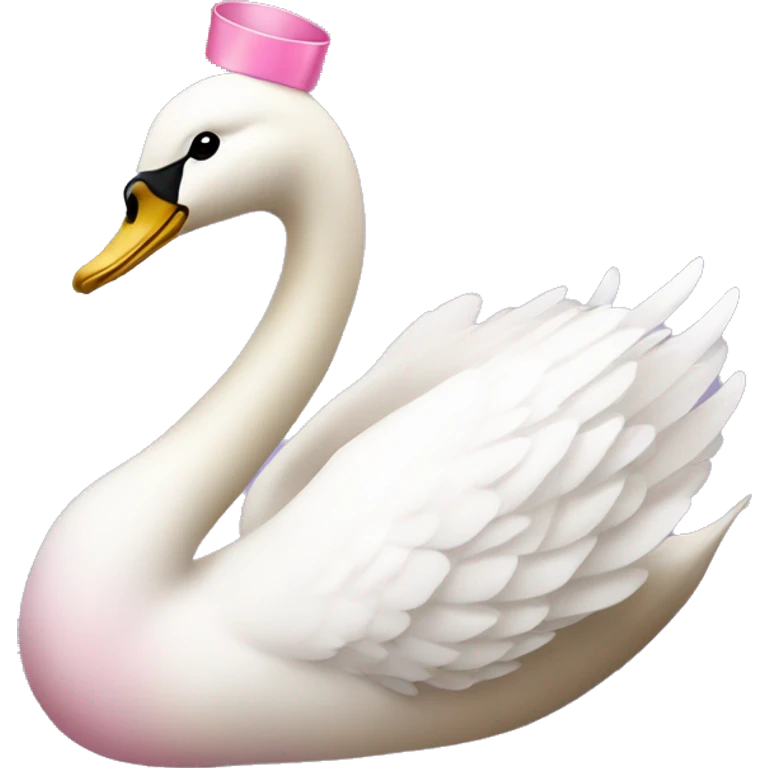 coquette swan with a pink bow on its head emoji