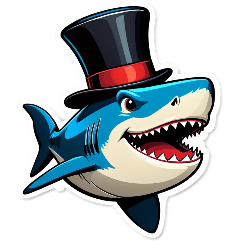 Shark with a top hat emoji
