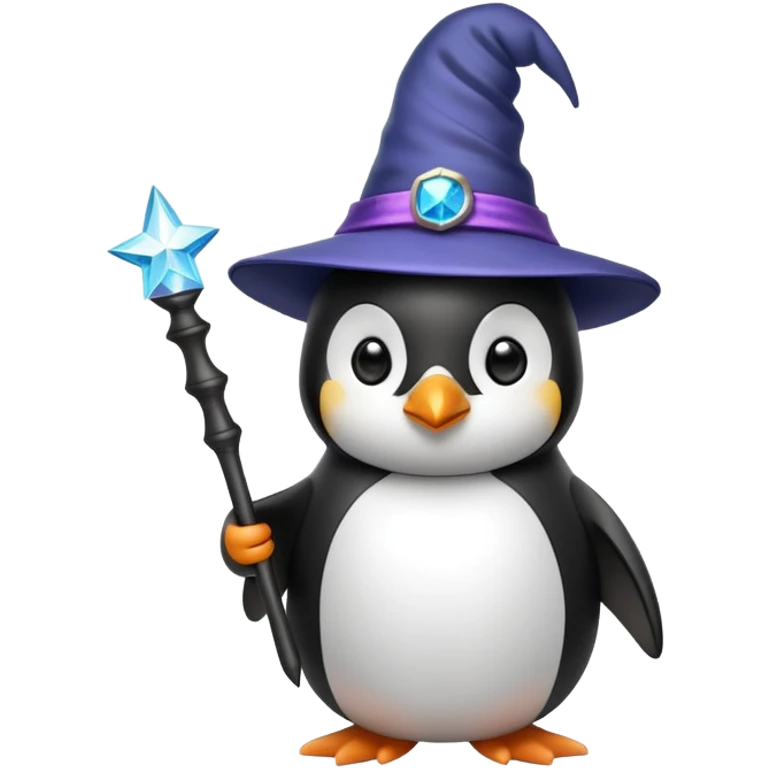 penguin with wizard hat and magic wand emoji
