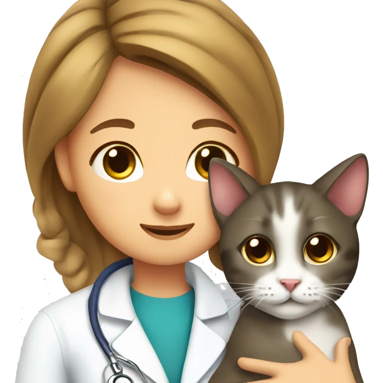 cat cuddles veterinarian girl emoji
