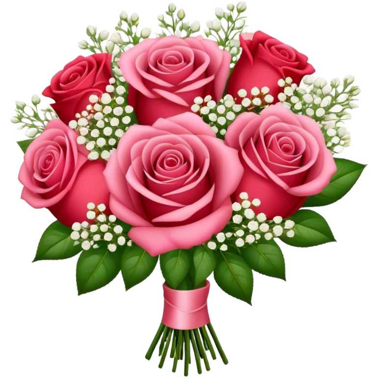 Rose bouquet with babies breath emoji