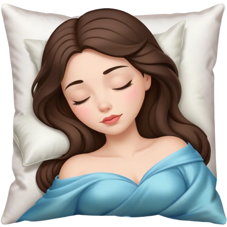 sleeping beauty brunette shoulder length hair white girl with silk pillow emoji
