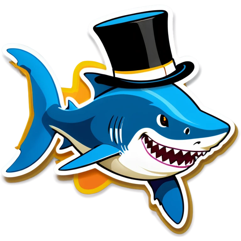 Shark with a top hat emoji