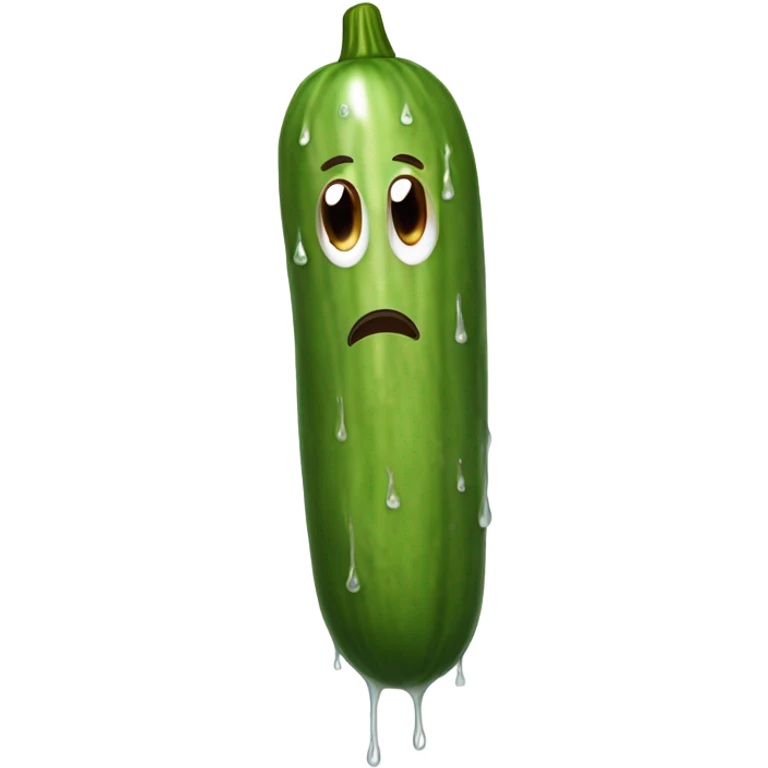 Brown skinny long cucumber with white paint dripping emoji
