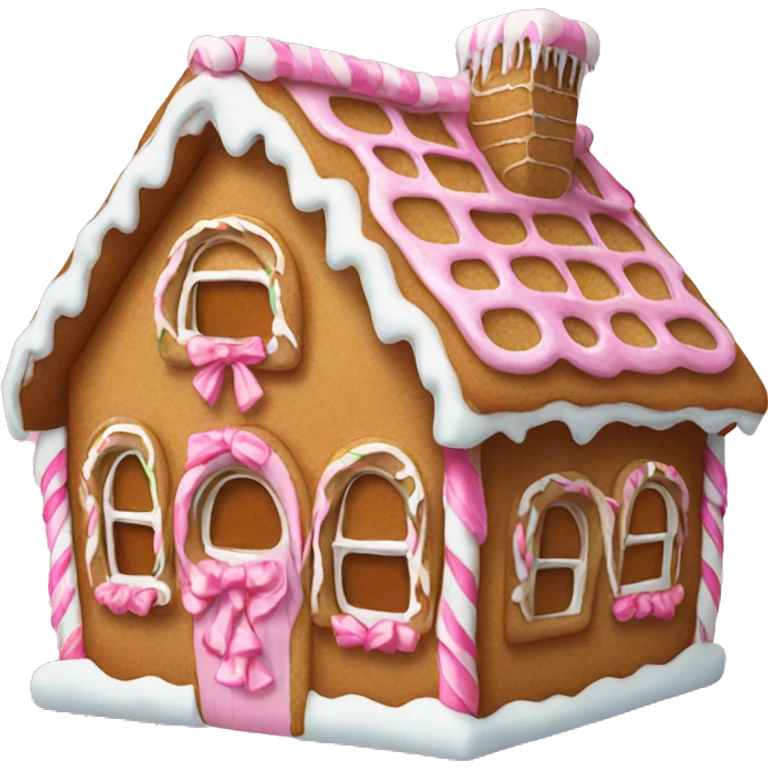 Gingerbread house with a pink bow  emoji