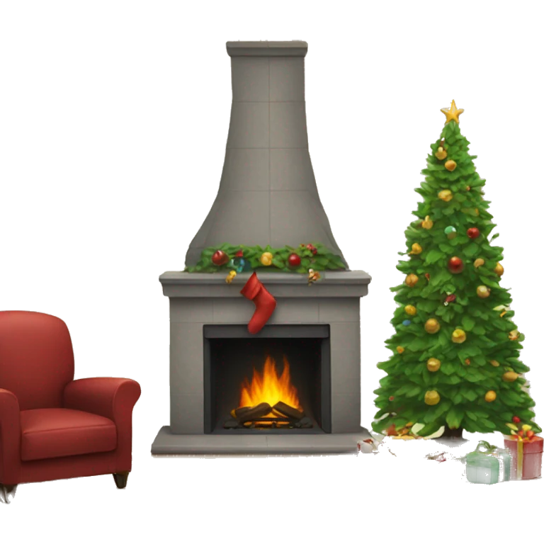 Fireplace and Christmas tree emoji