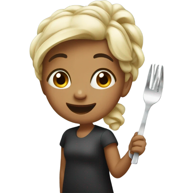 Girl holding fork emoji