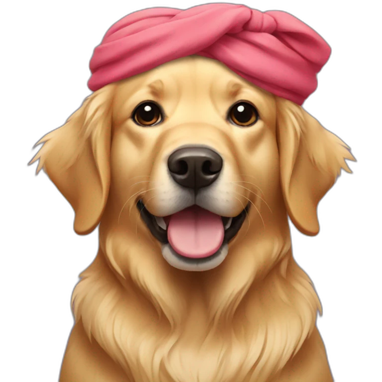 golden retriever dog wearing a turban emoji