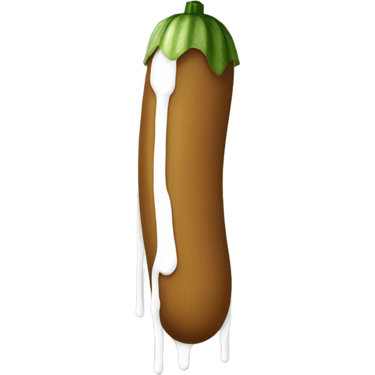 Brown skinny long cucumber with white paint dripping emoji