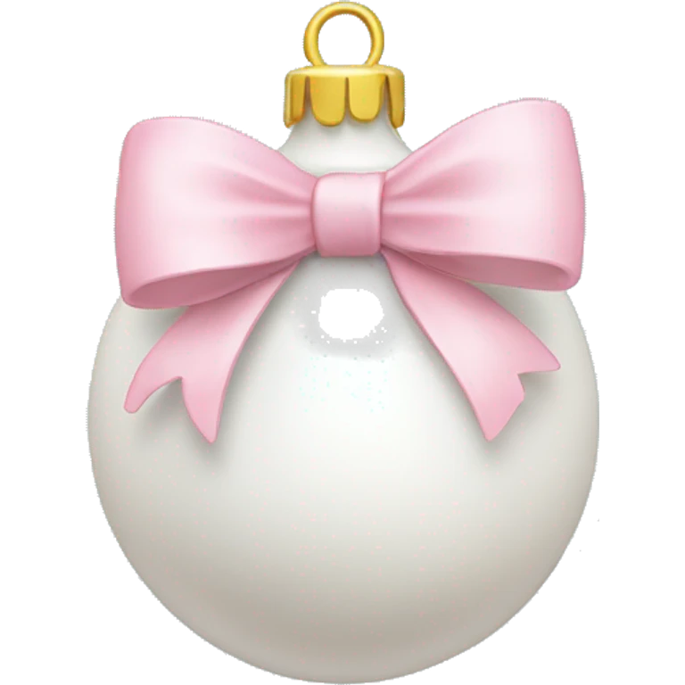 Plain White Christmas ornament with a light pink bow on top emoji