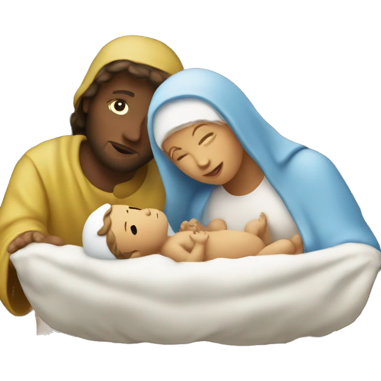 Baby Jesus in a manger with Mary emoji