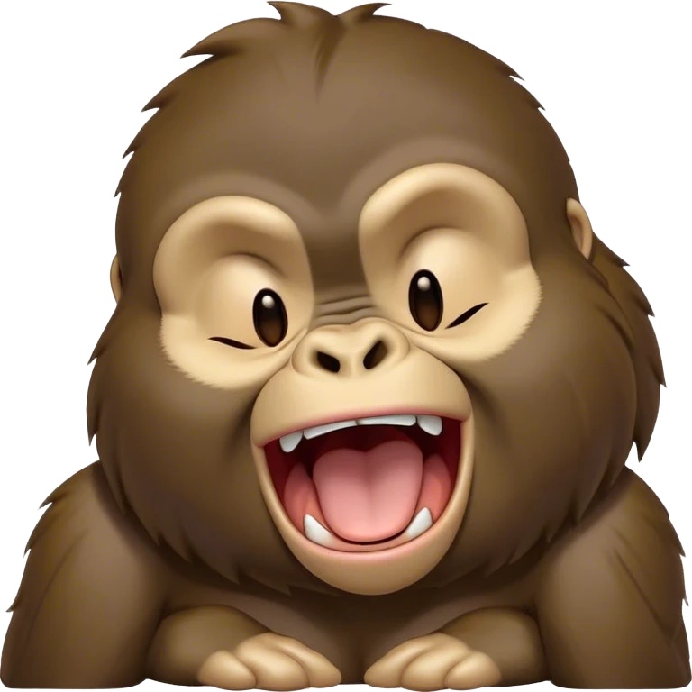 Cinematic Cute Yawning Gorilla Portrait Emoji, Head tilted slightly with a dramatic, wide-open yawn, showcasing a thick, velvety Fur with drowsy, half-closed eyes and a relaxed, open expression, Simplified yet irresistibly adorable features, highly detailed, glowing with a soft, cozy jungle glow, high shine, relaxed yet expressive, stylized with a dash of whimsical primate charm, soft glowing outline, capturing the essence of a drowsy yet affectionate guardian that appears ready to stretch out for a nap! emoji