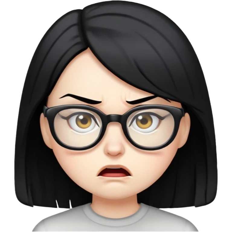 woman black hair glasses mad emoji