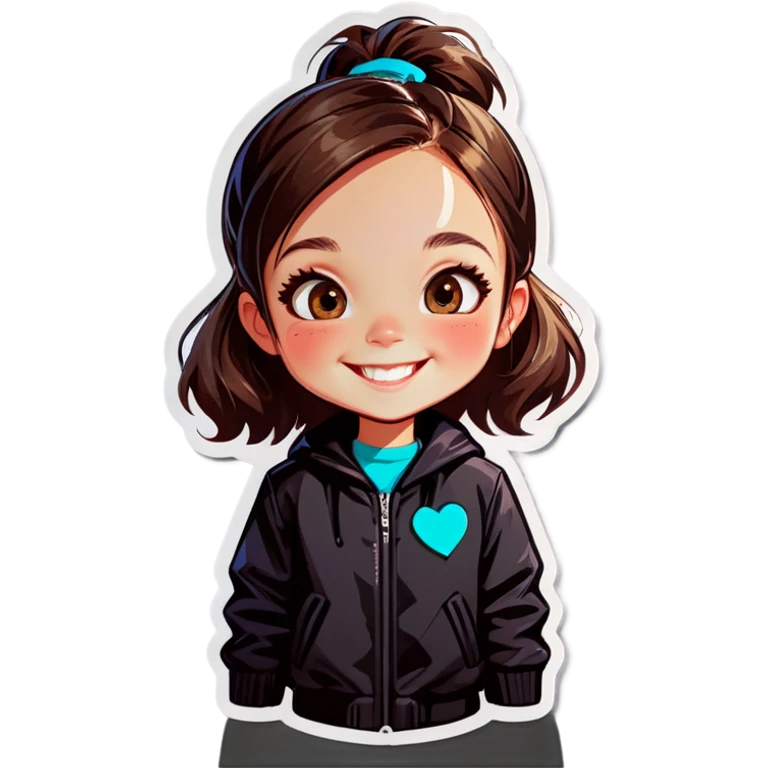 smiling girl in black jacket emoji