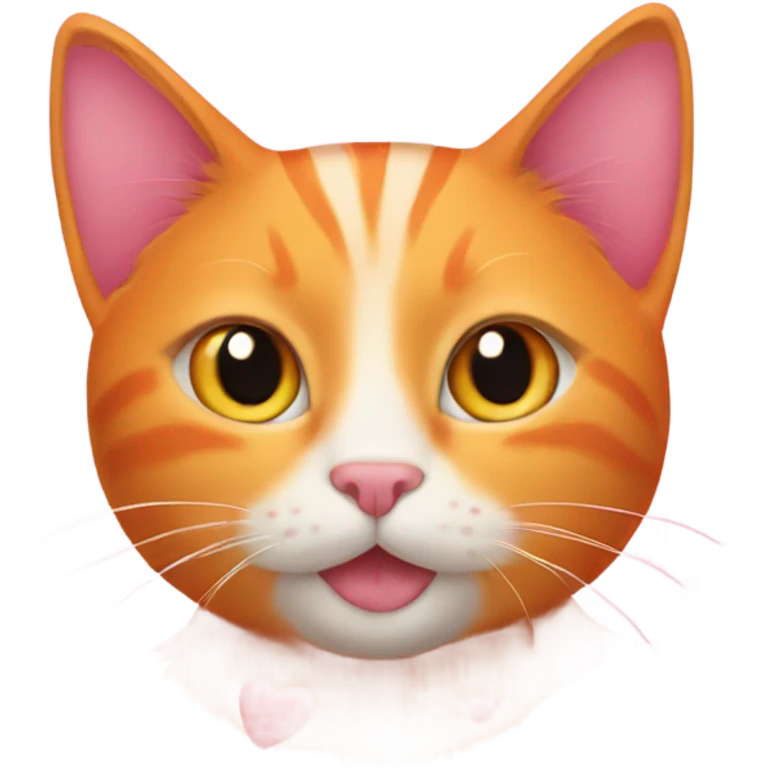 orange cat surrounded by pink hearts emoji