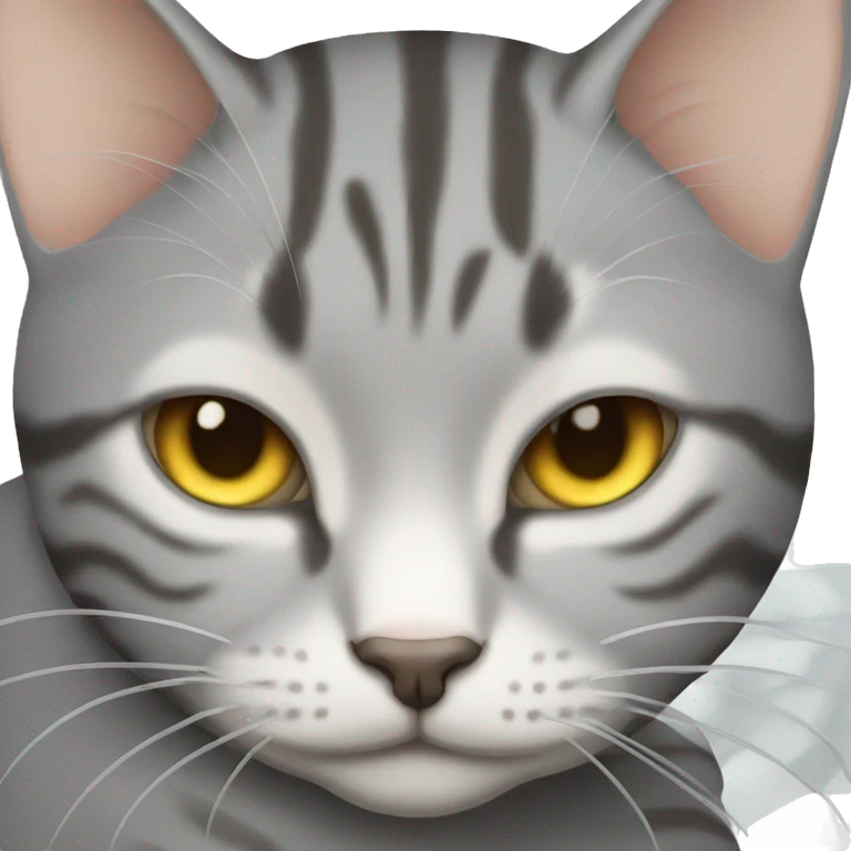 cat sleeping gray tabby emoji