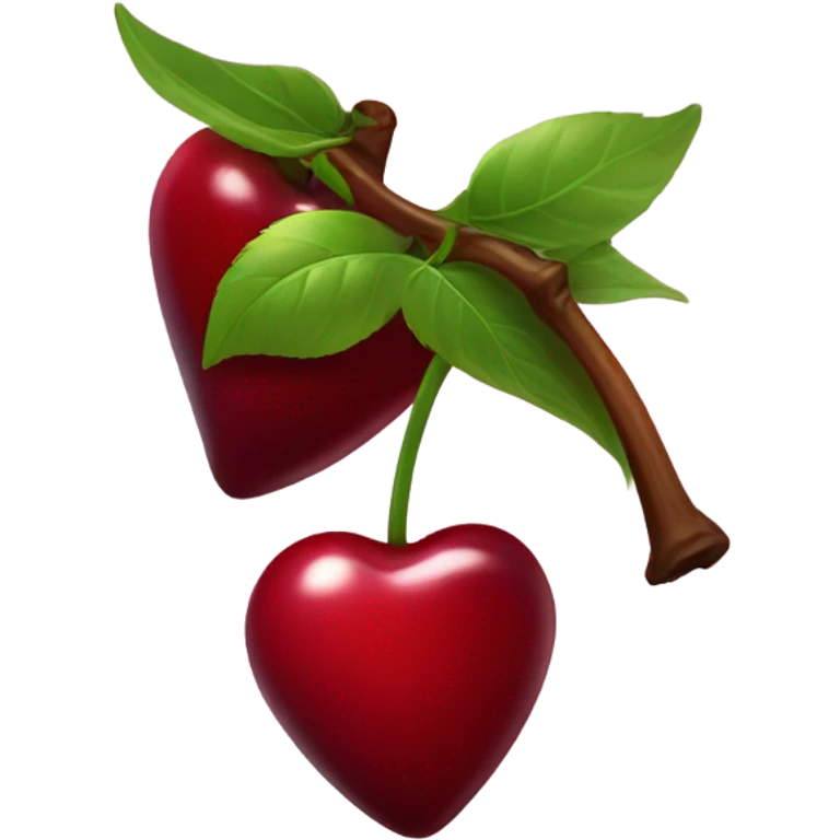 Deep red heart shaped cherries emoji