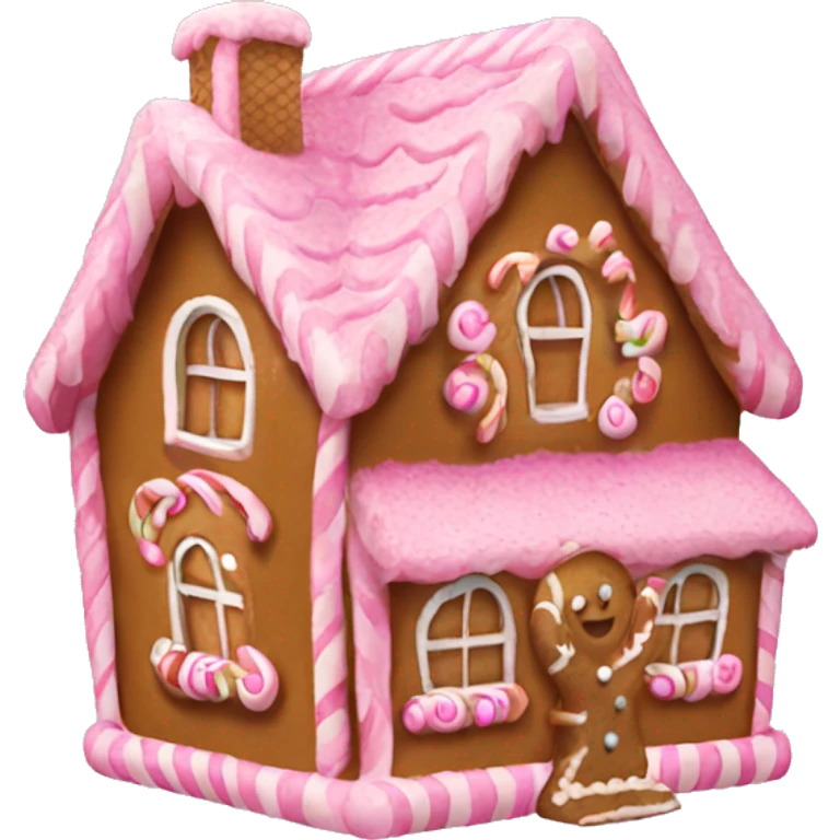 A pink gingerbread house emoji