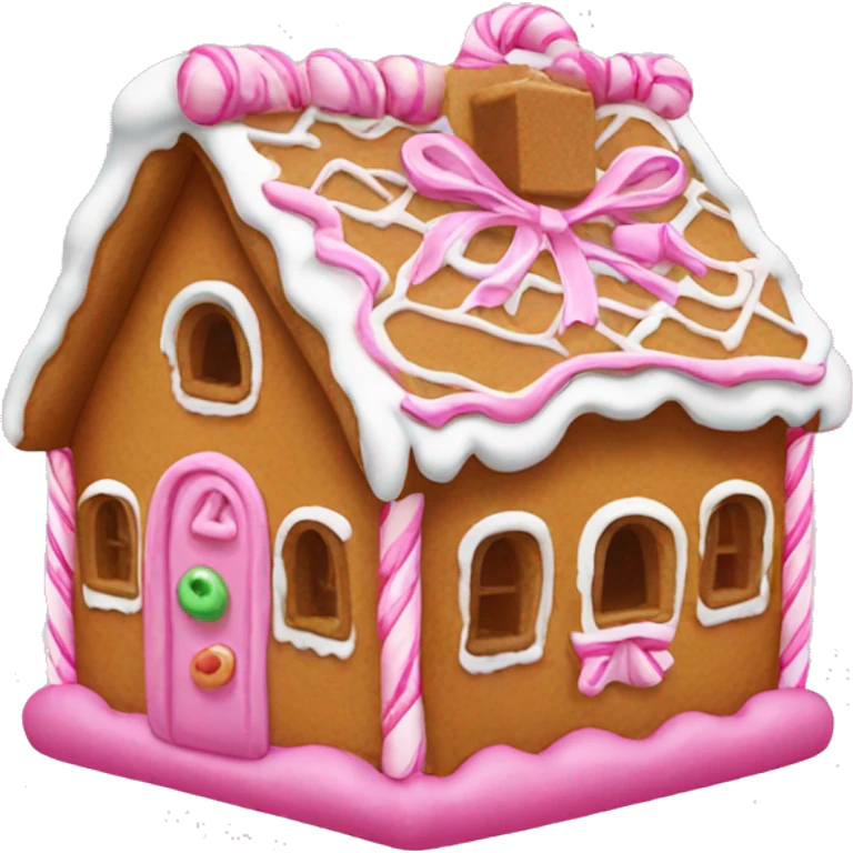 Gingerbread house with a pink bow  emoji