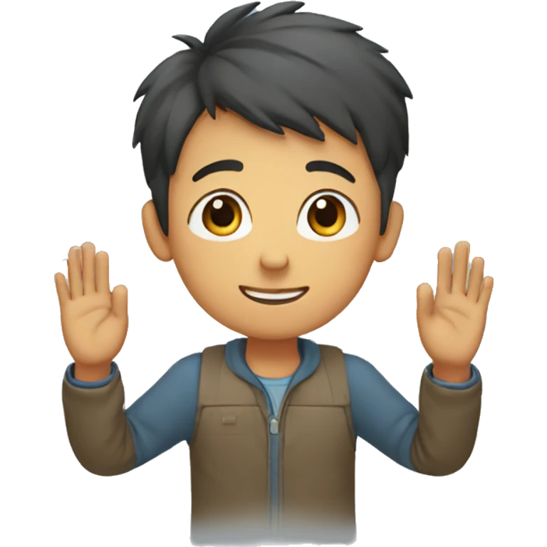 boy folding hands in air emoji