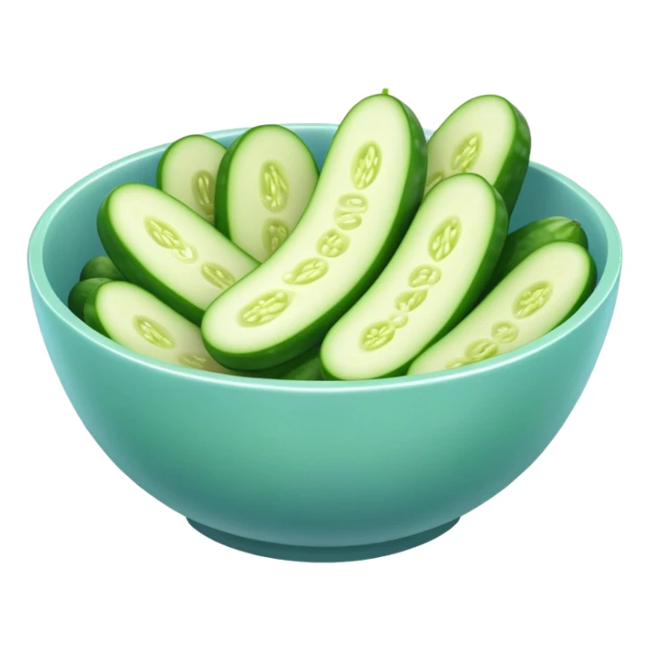 super realistic sliced cucumber in light blue bowl sticker