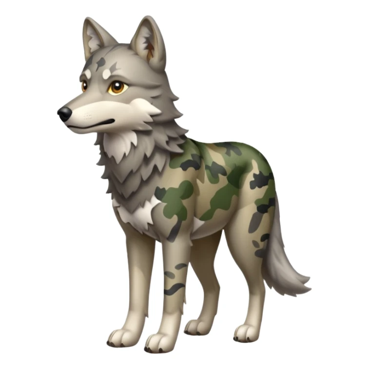 Gray wolf wearing camo full body sticker