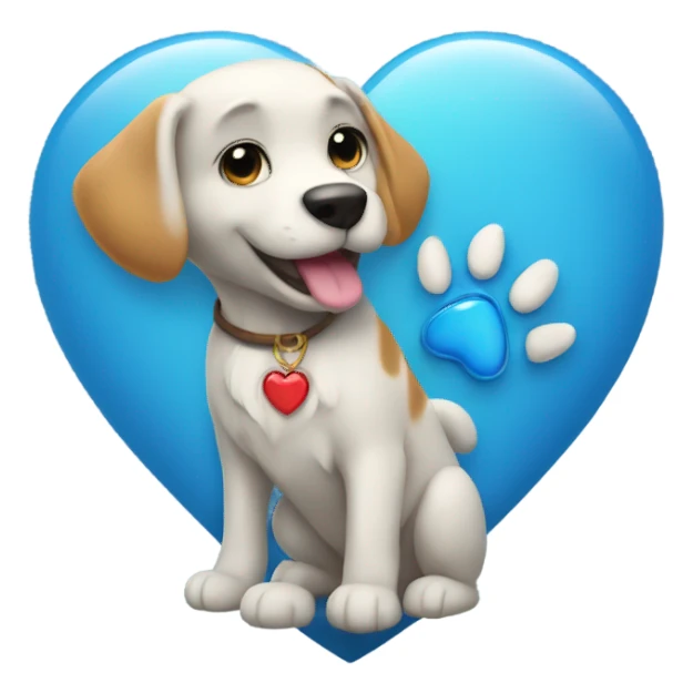 blue heart with paw sticker