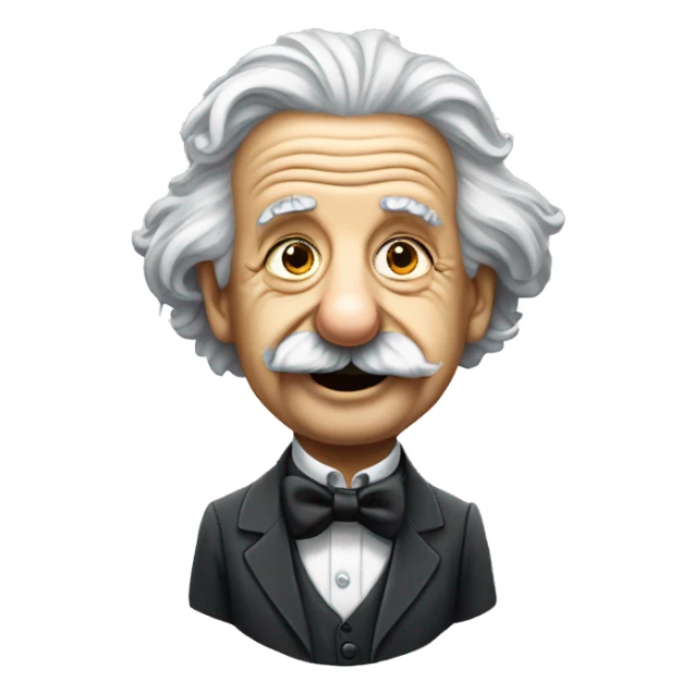 a mischievous looking albert Einstein full body wearing a bow tie sticker