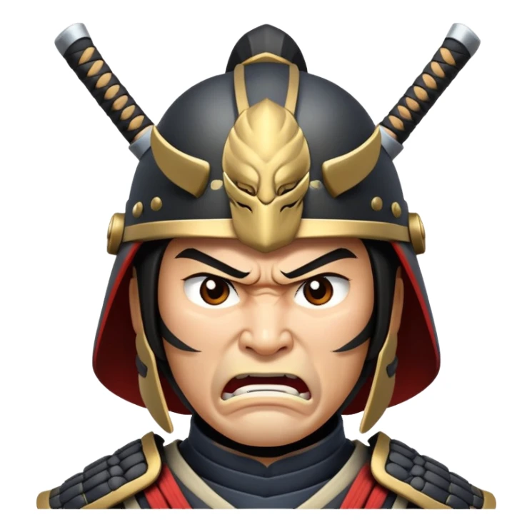 angry samurai warrior with helmet and armor sticker