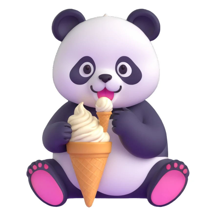 panda eating ice cream sticker