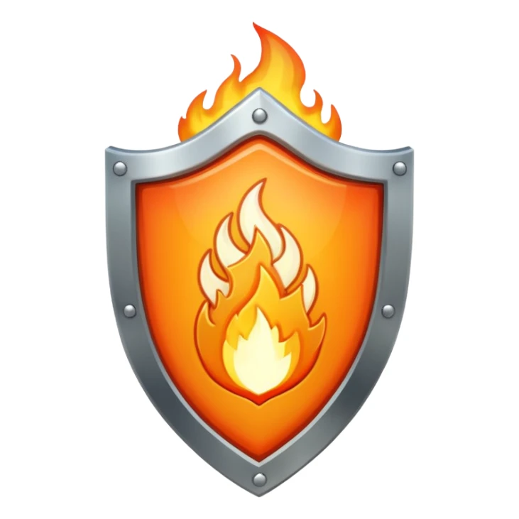 White gold shield with flame sticker