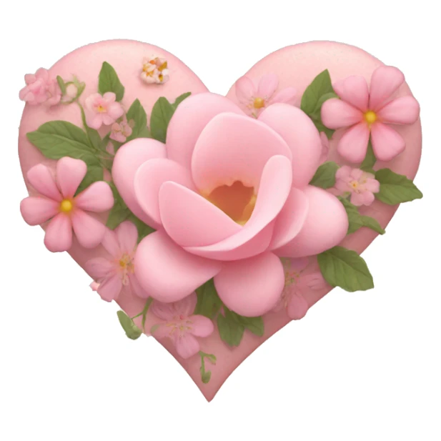 Delicate pink heart and flowers inside sticker