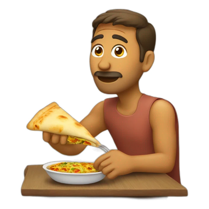 man eating roti sabzi sticker