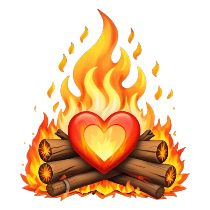 Campfire heart sticker