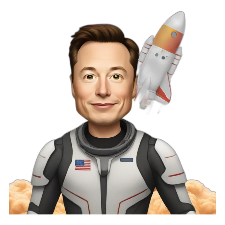 elon musk on a rocket sticker