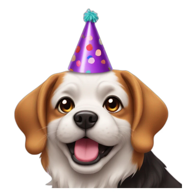 Dog with a party hat sticker