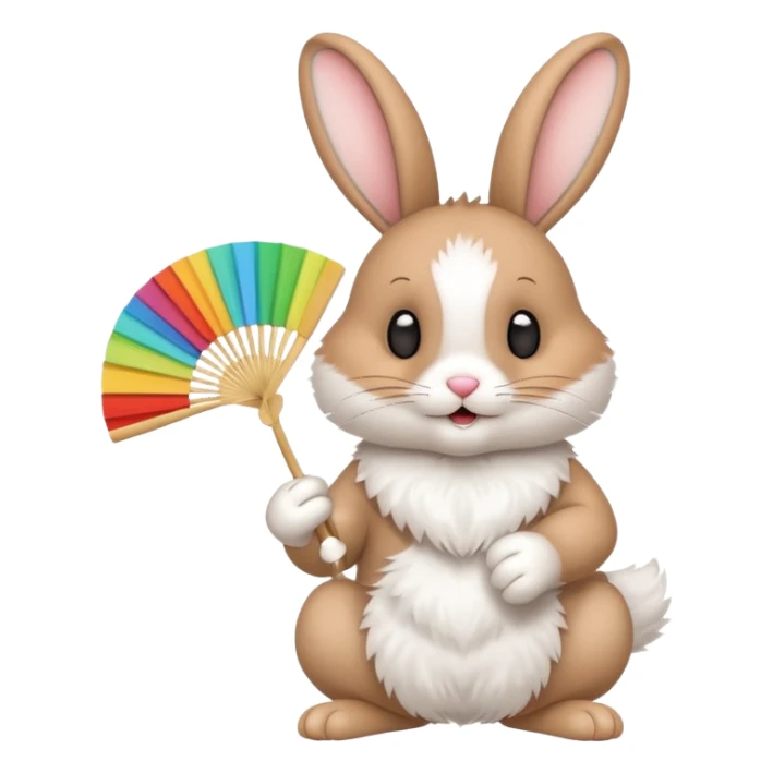 A rabbit hold a folding fan playfully sticker